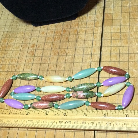 Adventurine Citrine Goldstone Unakite Semiprecious Stone Necklace 29”L EVC - Picture 3 of 11